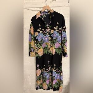 Zara Floral Black Midi Dress